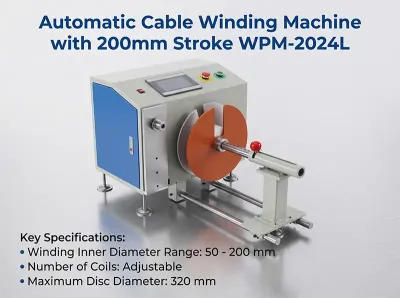 Automatische Kabelwickelmaschine mit Anordnungshub 120-200mm WPM-2024L - Wickel- und Bindemaschine
