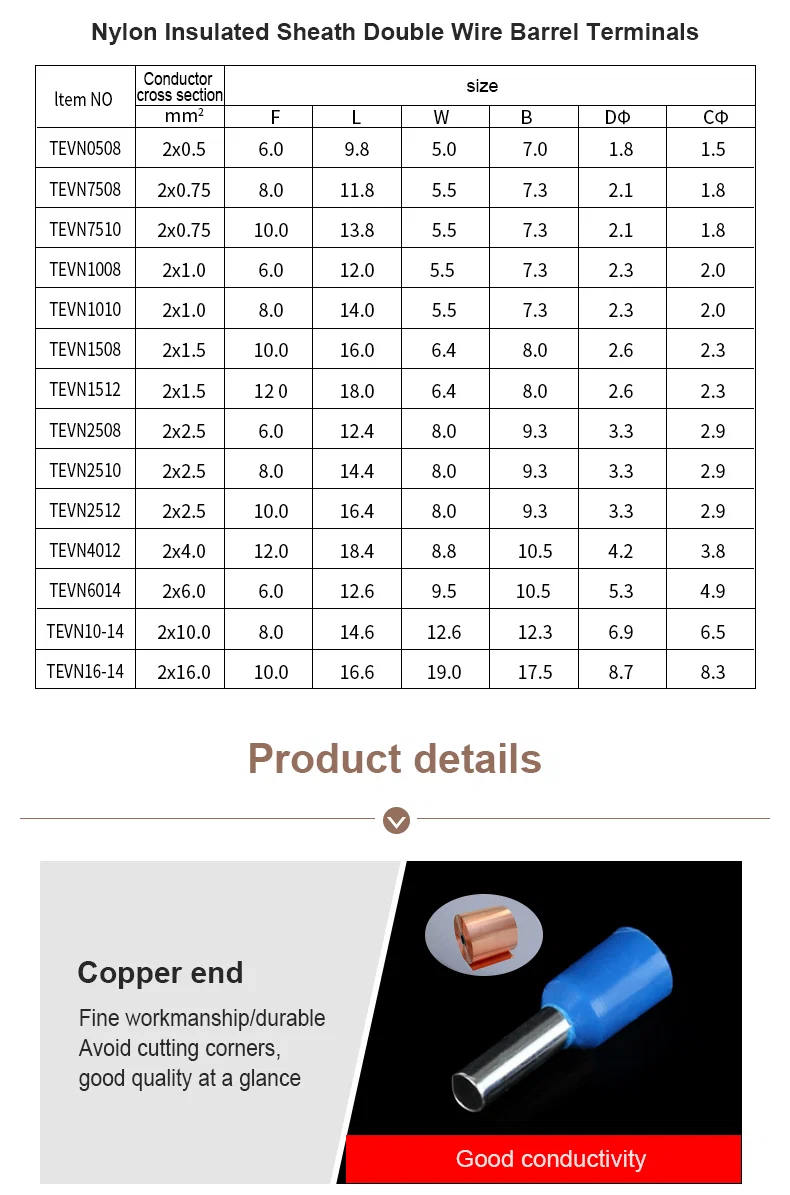 Pin Terminal, Insulated Round Terminal, Tube Terminals Pin Terminal, Insulated Round Terminal, Tube Terminals