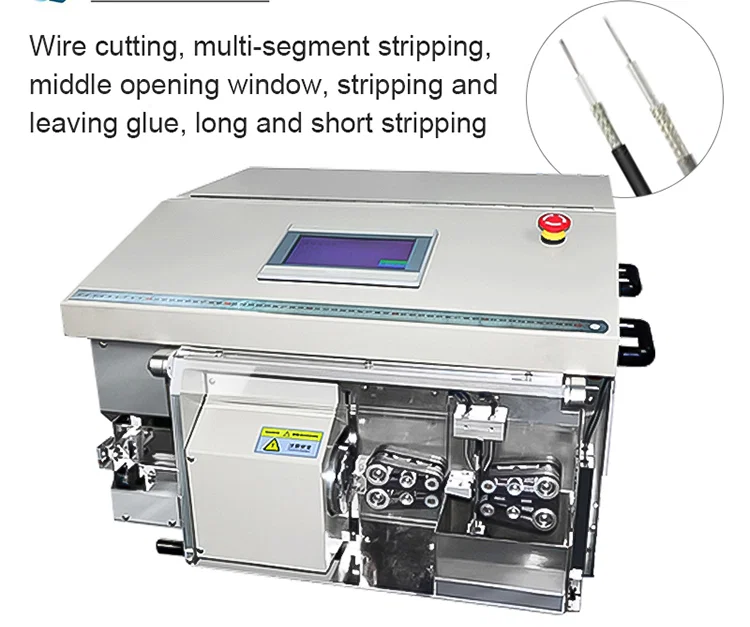 Automatic Coaxial cable cutting stripping machine, Cable Stripping Machine, Coaxial Cable Stripping Machine, Stripping Machine, Flexible Coaxial Wire Peeling Machine, Coaxial Wire Cutting Peeling Machine, Automatic Coaxial Cable Wire Stripping Machine Automatische Abisoliermaschine zum Schneiden von Koaxialkabeln, Abisoliermaschine für Kabel, Abisoliermaschine, Abisoliermaschine, Flexible Koaxialdrahtschälmaschine, Schälmaschine für Koaxialdraht, Automatische Abisoliermaschine für Koaxialkabel